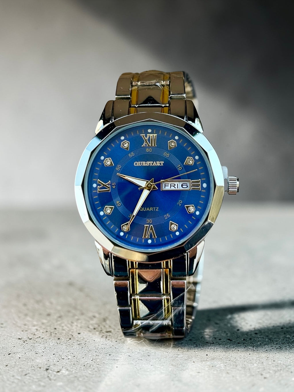 Orologio elegante acciaio inox quadrante blu con datario