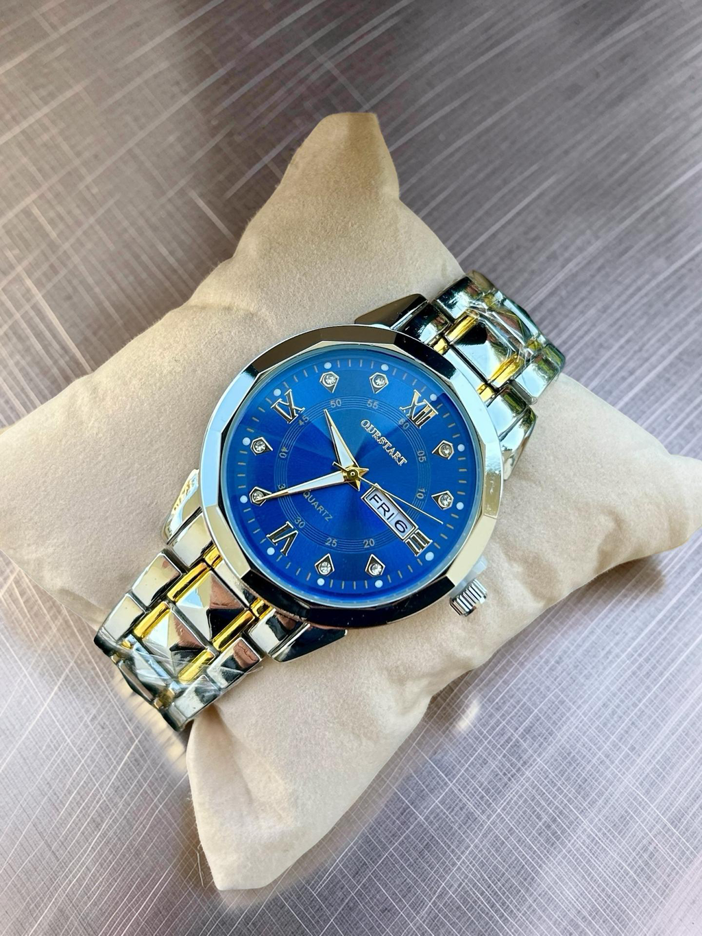 Orologio elegante acciaio inox quadrante blu con datario