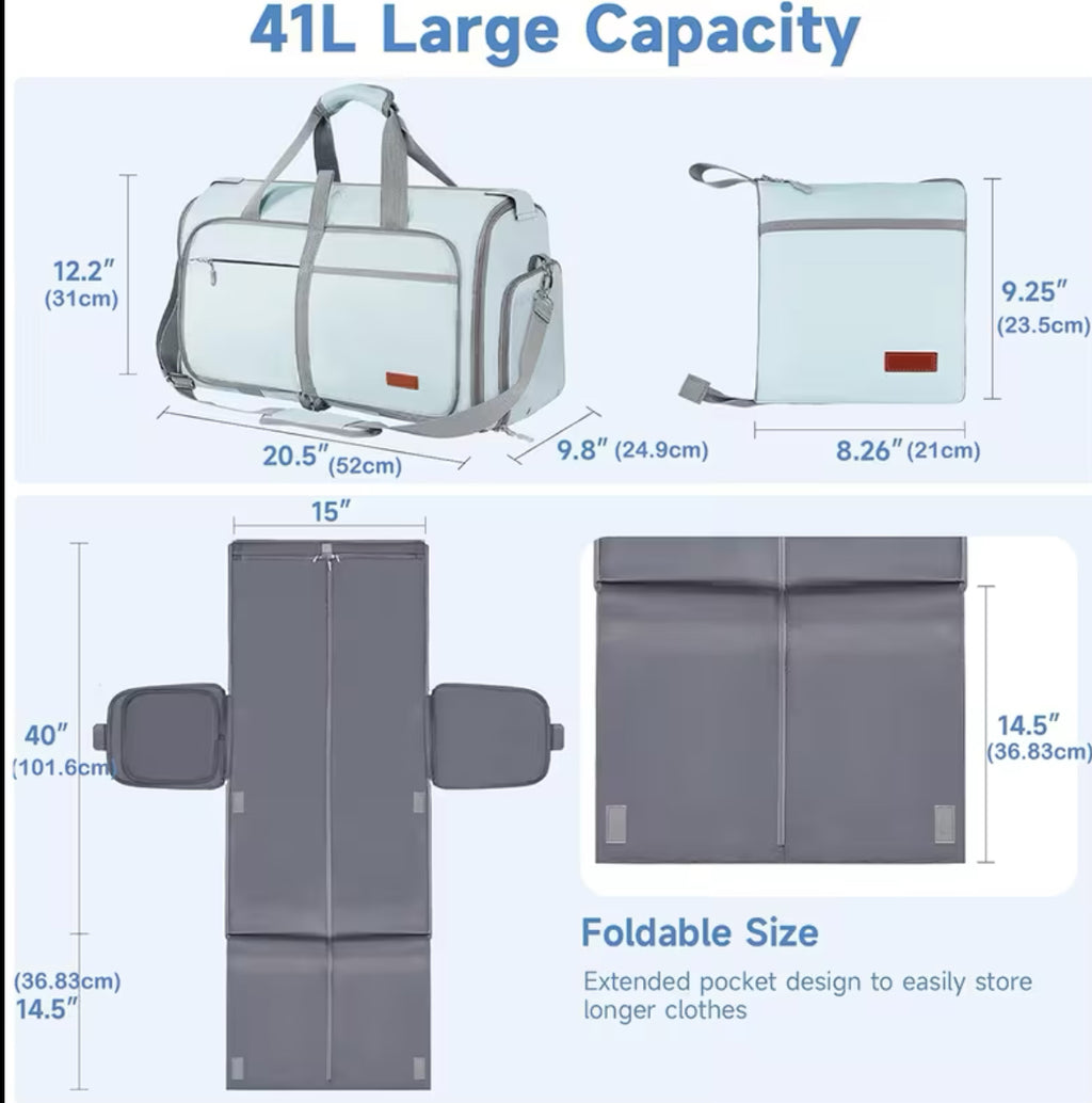 Borsa Porta Abiti da Viaggio 2in1 – Antipiega, 41L, Trasformabile in Borsone