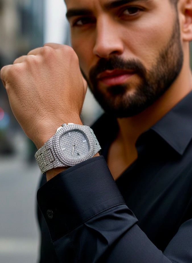 Orologio Luxury Silver Iced Out