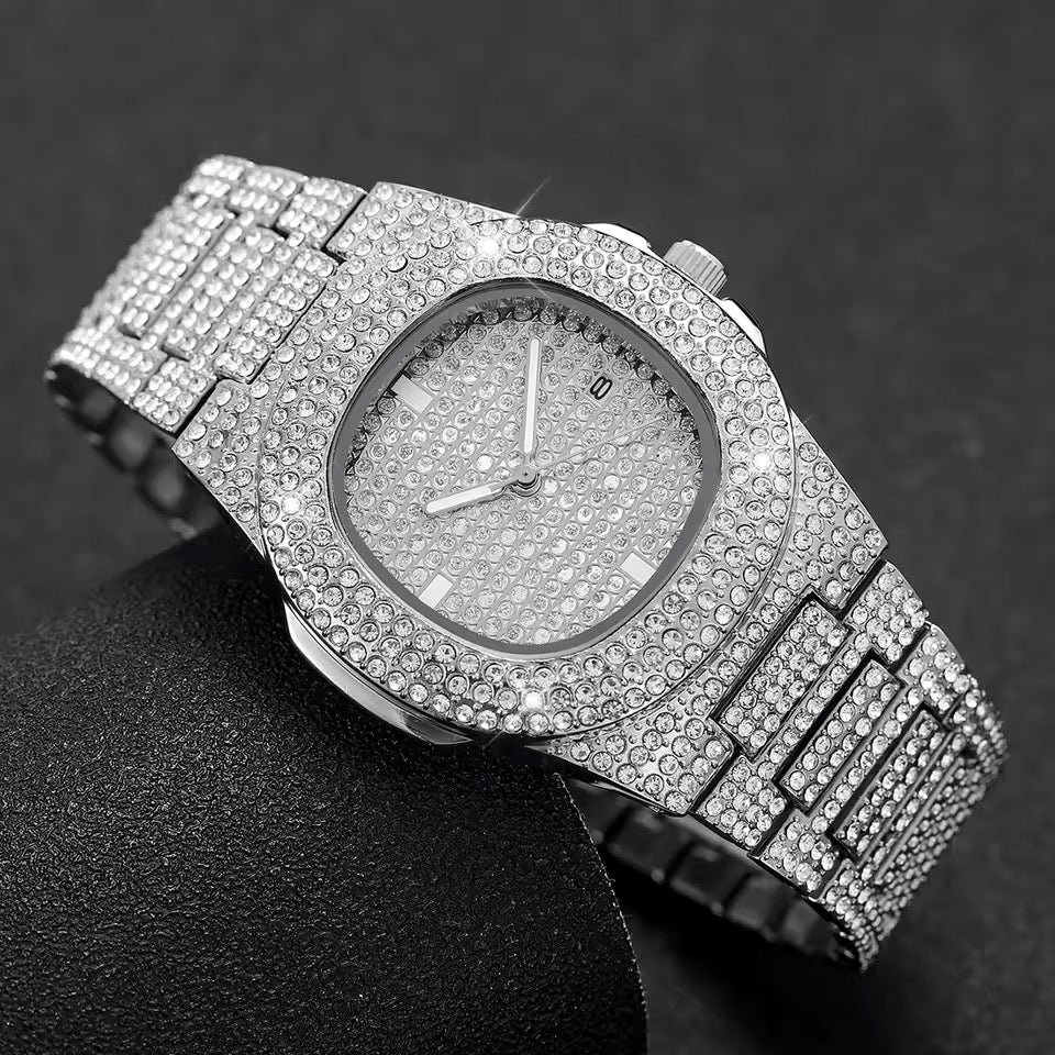 Orologio Luxury Silver Iced Out