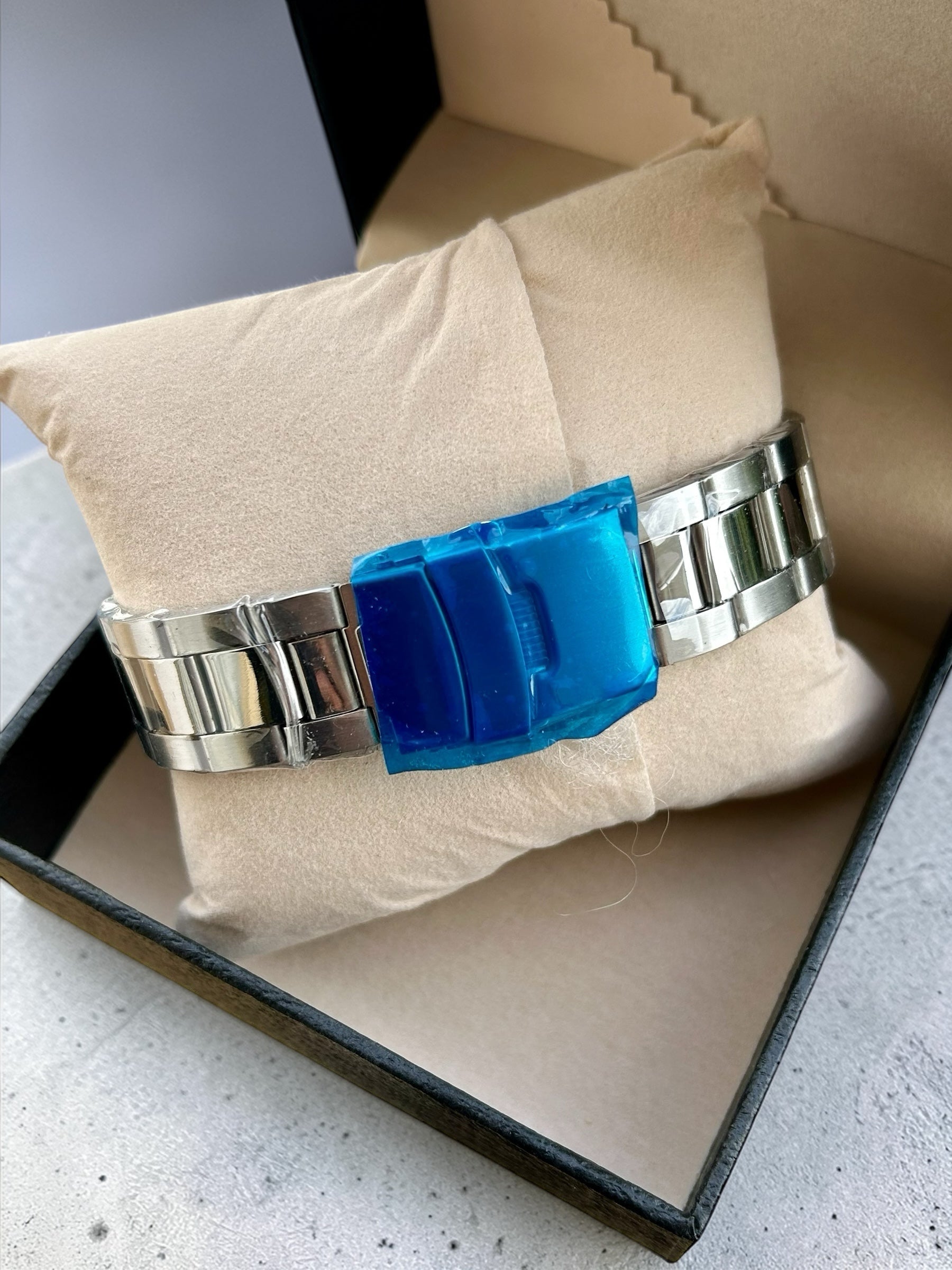 Orologio elegante acciaio inox quadrante blu con datario