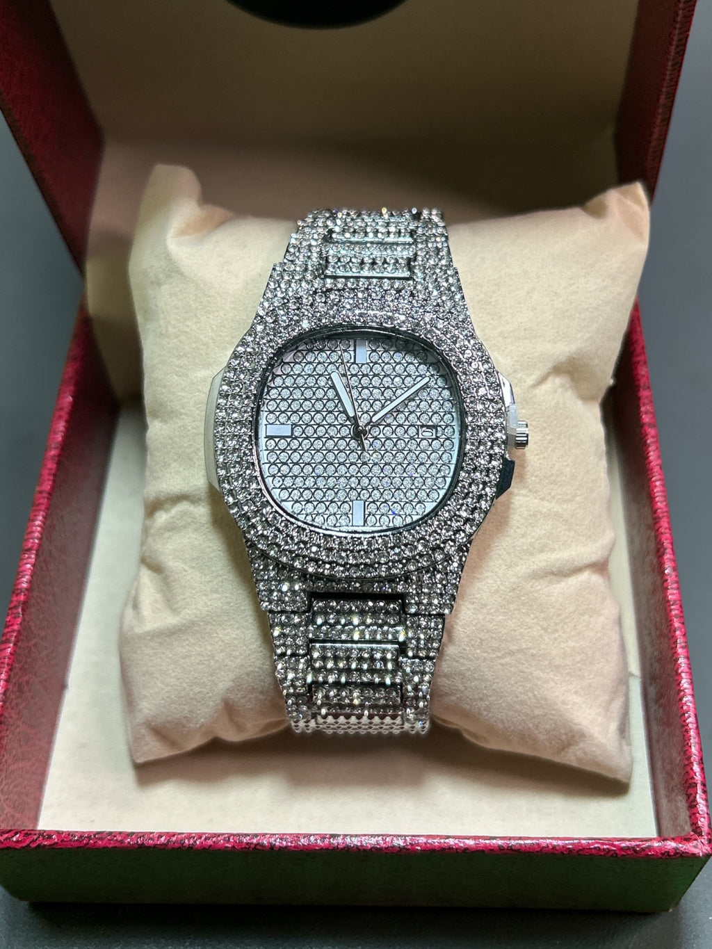 Orologio Luxury Silver Iced Out